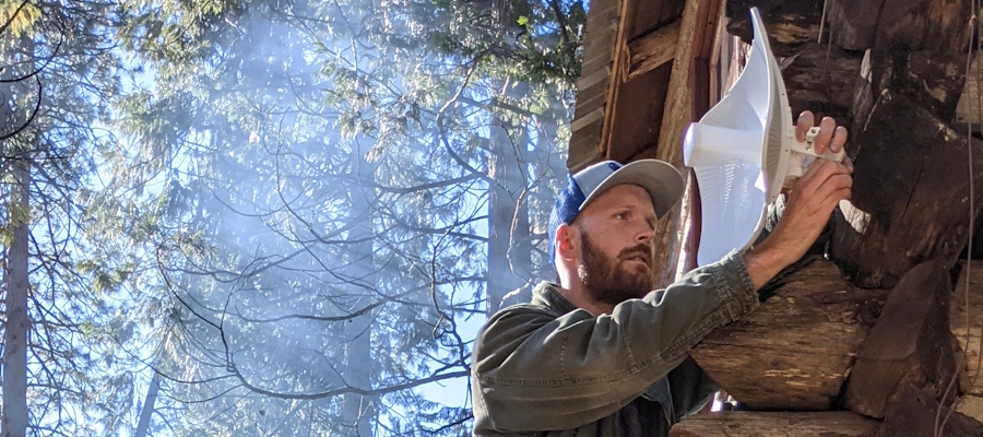 Jake, installing a LiteBeam 5AC repeater.
