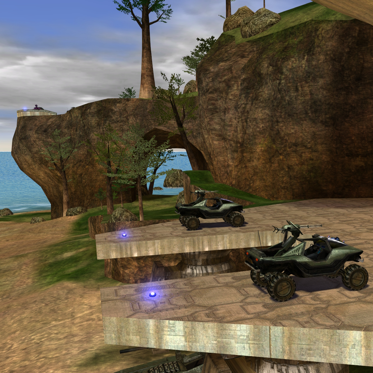 A view of the deck with Warthogs at blue base.
