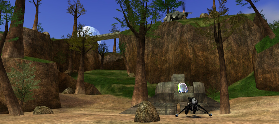 A scene from the shore of the island.